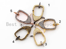 Load image into Gallery viewer, CZ Dual Color Clear Micro Pave Square Lobster Claw Clasp, Cubic Zirconia Pave Clasp/Connector/Link, 17x31mm, sku#H96