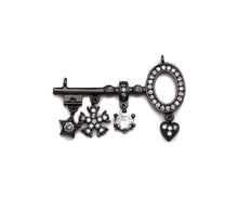 Load image into Gallery viewer, CZ Pave Star Flower Heart On Key Shape Charm, Sku#L290