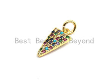 Load image into Gallery viewer, CZ Colorful Micro Pave Triangle Pendant, Triangle Shaped Pave Pendant, Gold plated, 8x14mm, Sku#F755