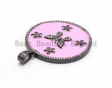 Load image into Gallery viewer, 35mm LARGE Enamel Colorful Round With Flower Butterfly Penda