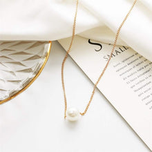 Load image into Gallery viewer, Women’s Minimalist White Pearl Beaded Necklace – Elegant Statement Chain