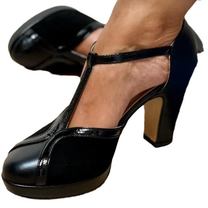 Women's Round Toe Chunky Heel Pumps - Comfortable Low Heel Slip-On Shoes