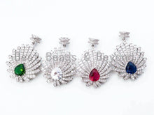 Load image into Gallery viewer, CZ Micro Pave Flower pendant with Teardrop Stone, SKU#L212