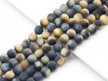 Load image into Gallery viewer, Matt Golden Blue Tiger Eye Round Smooth Beads, Sku#UA276