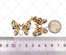 Load image into Gallery viewer, Colorful Enamel Butterfly Shape Pendant,18K Gold Filled Butterfly Pendant, Necklace Bracelet Charm Pendant, 32x25mm,Sku#LK493