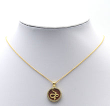 Load image into Gallery viewer, Gold CZ Snake On Round Coin Gemstone Charm, Sku#LX114
