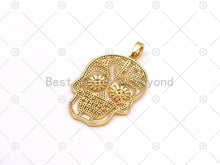 Load image into Gallery viewer, CZ Micro Pave Hollow Out Skull Shape Pendant, Sku#L635