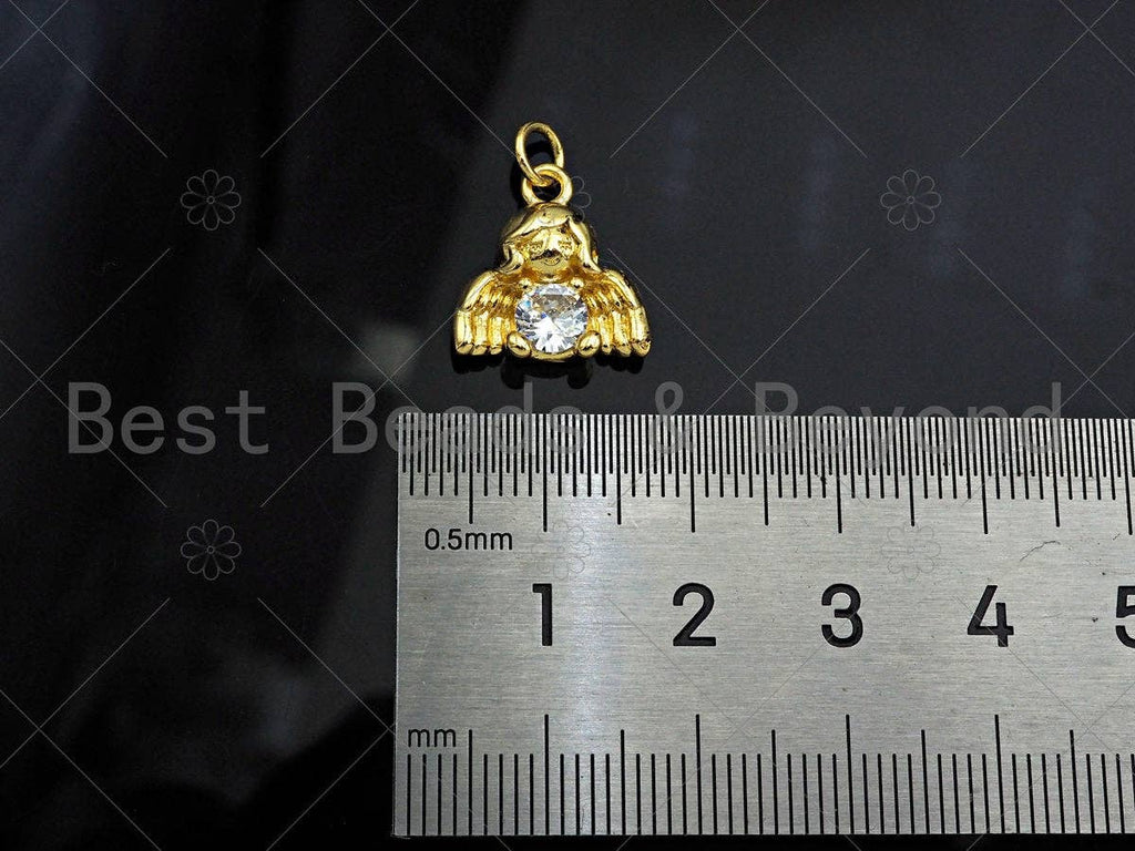 Gold Filled CZ Micro Pave Cute Angel Shape Pendant,18K Gold Filled Angel Charm, Necklace Bracelet Charm Pendant,15x14mm,Sku#LK343