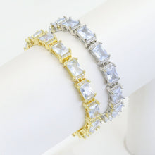 Load image into Gallery viewer, Big Rectangle CZ Gold Silver Bracelet, Sku#A188