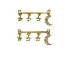 Load image into Gallery viewer, CZ Crescent Moon Star Connector Charm, Sku#L665