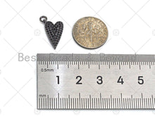 Load image into Gallery viewer, CZ Micro Pave Heart Shape Pendant,Cubic Zirconia Heart Charm, Gold/silver/black/rose gold Dangle Heart Charm, 9x16mm,sku#ML24