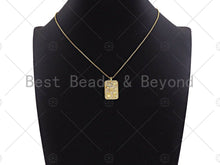 Load image into Gallery viewer, CZ Micro Pave Hand Rainbow Heart Moon On Rectangle Shape Pendant, Cubic Zirconia Rectangle Pendant, Gold Tone pendant, 16x26mm, sku#LK180