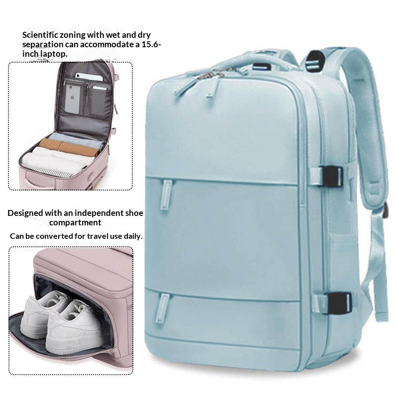 Men's Waterproof Laptop Backpack | Travel & Business Nylon Bag with Dry-Wet Separation