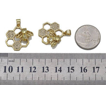 Load image into Gallery viewer, Gold CZ Bee on Honeycomb Charm, Sku#LK714