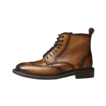 Load image into Gallery viewer, Men's Thick-Soled Leather Boots | Chunky Heel Mid-Calf Lace-Up Boots for Men