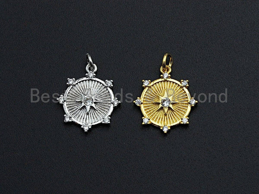 Embossment North Star on Disc With Tentacle Charm/ Pendant,SKU#Z452