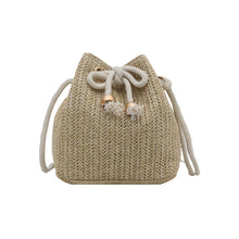 Load image into Gallery viewer, Women's Woven Straw Bucket Bag - Casual Crossbody Shoulder Bag with Adjustable Strap