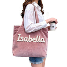 Load image into Gallery viewer, Women's Corduroy Handbag - Minimalist Casual Shoulder Bag with Embroidery