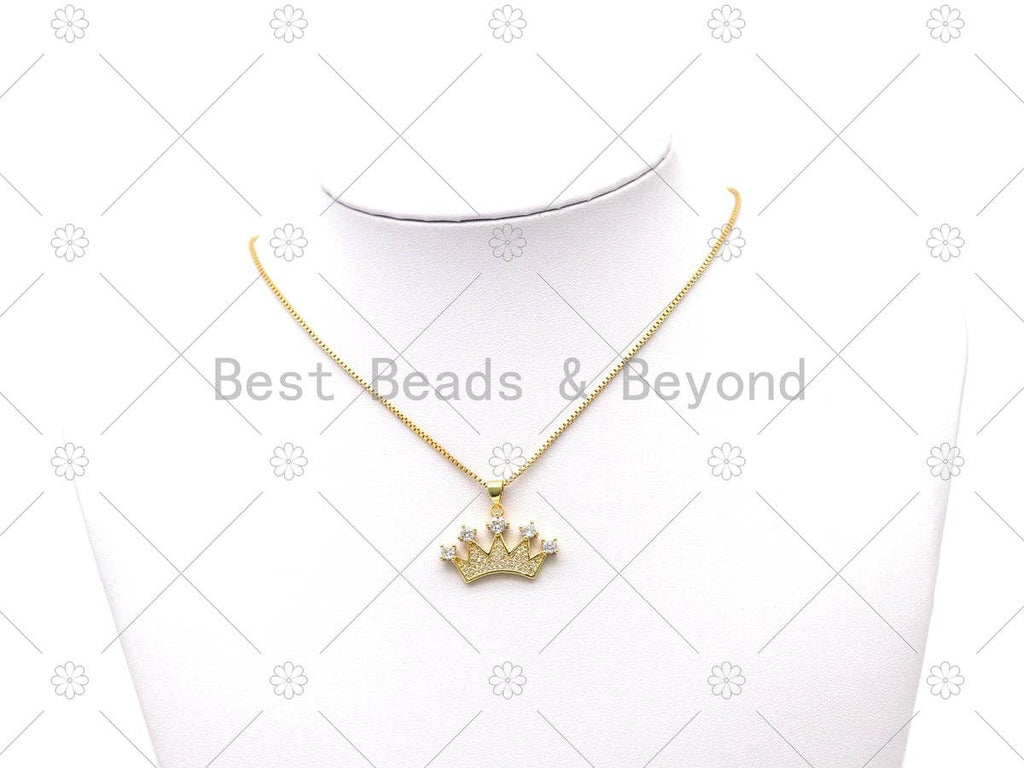 CZ Micro Pave Crown Shape Pendant, 18K Gold Filled Big CZ Cr