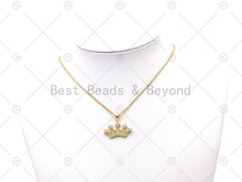 Load image into Gallery viewer, CZ Micro Pave Crown Shape Pendant, 18K Gold Filled Big CZ Cr