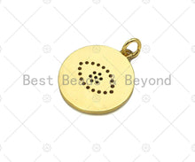 Load image into Gallery viewer, CZ Micro Pave Evil Eye On Colorful Enamel Round Coin Shape Pendant, 18K Gold Enamel Medallion Charm, Enamel Jewelry,17x19mm,Sku#L522
