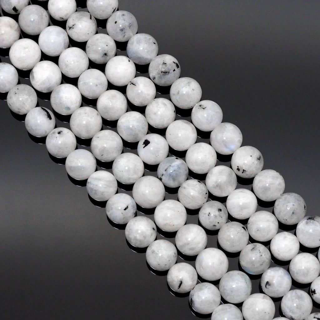 Genuine Tourmalated Blue Moonstone, 6mm/8mm/10mm Round Smoot