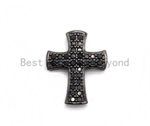 Load image into Gallery viewer, Black CZ Pave On Black Micro Pave Cross Spacer Beads with Black Crystal for Bracelet/Necklace, Spacer Beads,19x23mm, sku#C101