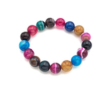 Load image into Gallery viewer, Colorful Banded Agate Stretch Bracelet,Sku#EF11