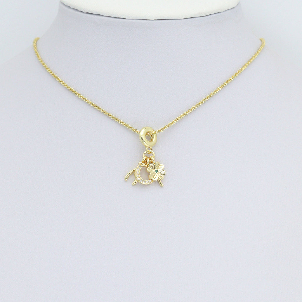 Flower Horseshoe Wishbone Charm Pendant,Sku#LD721