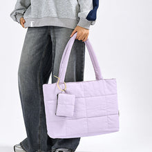 Load image into Gallery viewer, Women's Plaid Patchwork Tote Bag | Solid Color Shoulder Bag for Everyday Use