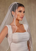Load image into Gallery viewer, Wavy Beaded Edge Minimalist Wedding Veil- D246