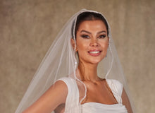 Load image into Gallery viewer, Wavy Beaded Edge Minimalist Wedding Veil- D246