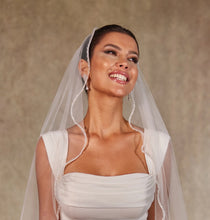 Load image into Gallery viewer, Wavy Beaded Edge Minimalist Wedding Veil- D246