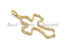 Load image into Gallery viewer, CZ Micro Pave Large Hollow out Cross Pendant/Focal, Cubic Zirconia Paved Charm, Necklace Bracelet Charm Pendant, 31x52mm,sku#F671
