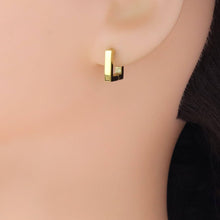Load image into Gallery viewer, Gold Square Geometry Huggie Earrings, Sku#A256