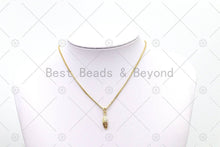 Load image into Gallery viewer, Fuchsia CZ Micro Pave Leaf Shape Pendant, 18K Gold Filled Leaf Charm, Necklace Bracelet Charm Pendant, Sku#LK499