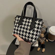 Load image into Gallery viewer, Women's Houndstooth Shoulder Bag | Checkered Wool Crossbody Handbag &amp; Messenger Tote