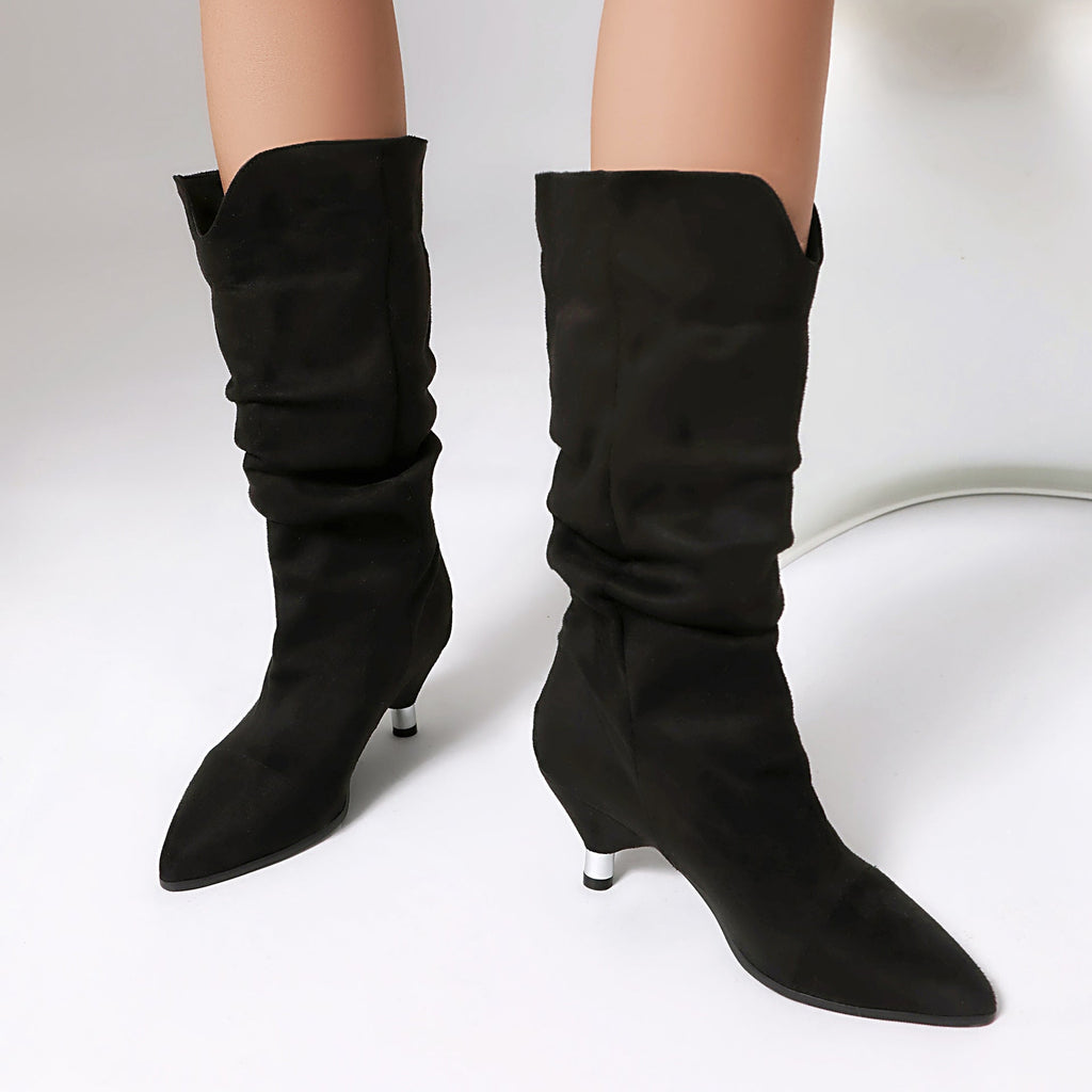 Women's Leopard Print Stiletto Heel Ankle Boots – Pointed Toe, Suede Upper, Turned-Over Cuffs
