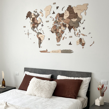 Load image into Gallery viewer, 3D Wooden World Map Smokey