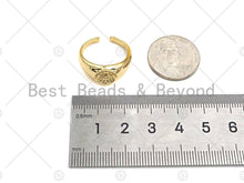 Load image into Gallery viewer, Gold Evil Eye Signet Adjustable Ring, Sku#X183