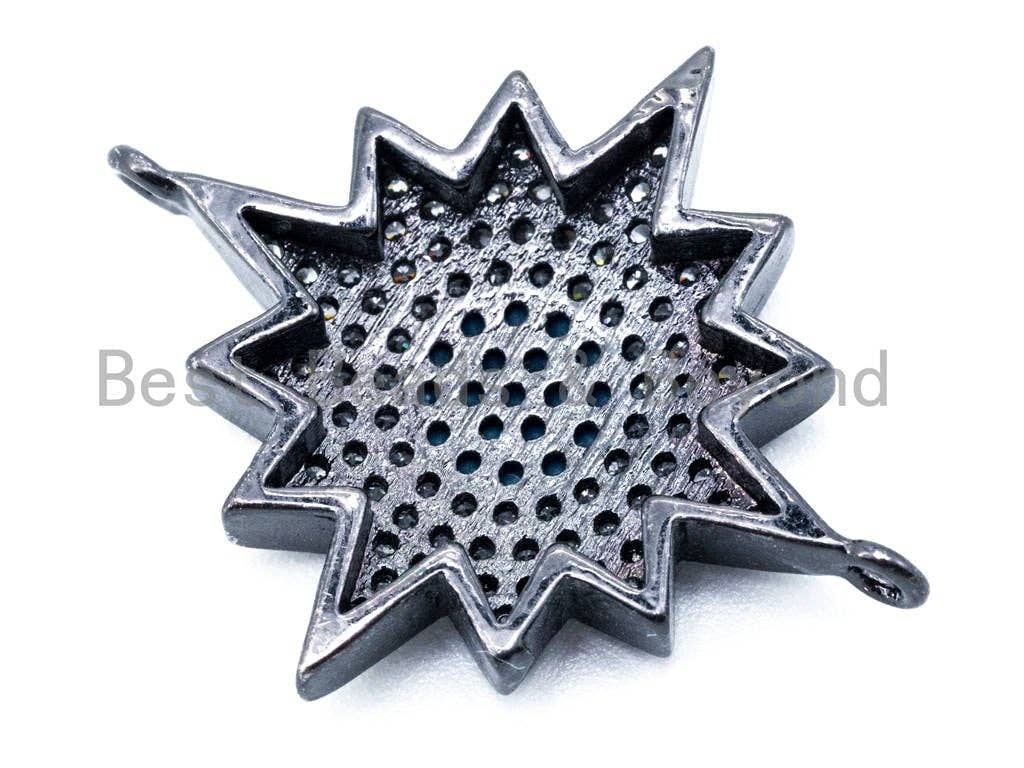 CZ Micro Pave Polar Star/North Star Turquoise Eye Connector, Gold/Rose Gold/Gunmental Tone, 22x27mm,1pc, sku#M173