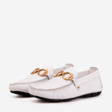 Load image into Gallery viewer, The Pisa White Leather Bit Drive Loafer Men Shoe