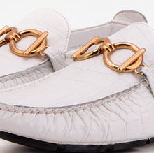 Load image into Gallery viewer, The Pisa White Leather Bit Drive Loafer Men Shoe