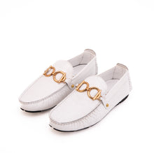 Load image into Gallery viewer, The Pisa White Leather Bit Drive Loafer Men Shoe