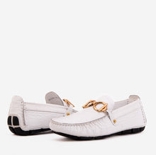 Load image into Gallery viewer, The Pisa White Leather Bit Drive Loafer Men Shoe