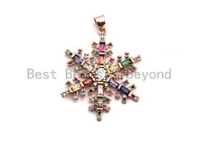 Load image into Gallery viewer, Large Colorful CZ Micro Pave Snowflake Pendant/Charm, Cubic Zirconia Pave Pendant, 29x35mm,sku#F856