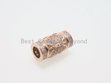 Load image into Gallery viewer, 16x8mm CZ Micro Pave Large hole Barrel Spacer beads, Drum Barrel beads, Micro Pave Cubic Zirconia Spacer Beads,sku#G402