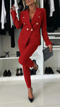 Load image into Gallery viewer, Double-Breasted Lapel Blazer &amp; Zip-Up Trousers Suit