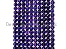Load image into Gallery viewer, Special Cut Quality Natural Amethyst Round Faceted beads, 6mm/8mm/10mm/2mm, Loose Dark Puple Gemstone Beads, 15.5 inch strand, SKU#V3C