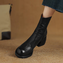 Load image into Gallery viewer, Women's Retro Pointed-Toe Ankle Boots | Chunky Heel Back Zipper Sheepskin